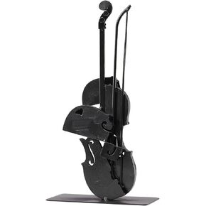Handmade Metal Violin Statue - 100% Hand-painted Viola Music Décor - Unique Western Table Decoration for Home & Office - Cool Gifts for Music Lovers Musician & Teachers (Vintage Brown)