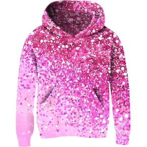 Funnycokid Girls Hoodies Kids Clothes Youth Novelty Clothing Teen Tops Pink Pullover with Kangaroo Pocket 4-14 Years