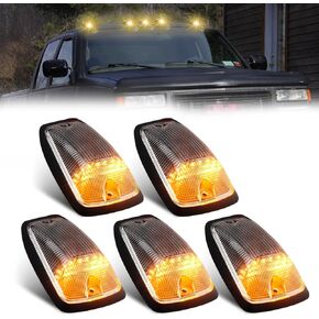 مصابيح LED لسقف الكابينة، مصابيح تشغيل علوية للتخليص 1988-2002 Chevy/GMC C/K 1500 2500 3500 5500 شاحنات بيك اب، عدسات مدخنة مصابيح علامة LED للكابينة، 5 قطع
