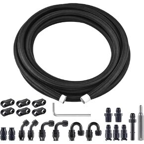 EVIL ENERGY 6AN PTFE Fuel Line Kit,E85 Nylon Braided Fuel Hose 20FT