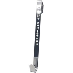 Rocky Mountain Goods Christmas Wreath Hanger - 14" Chrome Silver Over The Door Hanger for Front Door - Sturdy Steel - Perfect Thinness Between Door - Die-Cut Merry Christmas - 5 Pound Capacity