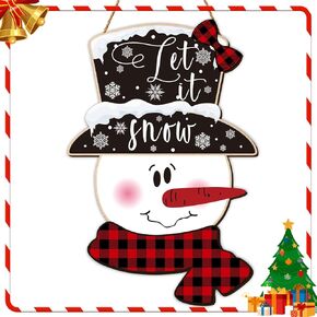 Clothmile عيد الميلاد ثلج الباب شماعات خشبية الباب الأمامي شماعات مع الجاموس منقوشة القوس ثلج باب الجدار علامة عيد الميلاد شنقا ديكور الباب لعيد الميلاد حزب المنزل الباب الأمامي الديكور in Kuwait