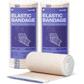 High-Performance Elastic Bandage Wrap 4 Inch - Reusable Compression Bandage Wrap for Leg, Ankle, Wrist, Knee - Self Closing Design - 2 Pack