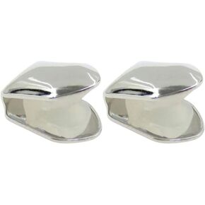 EXCEART 2Pcs Gold Plated Single Tooth Cap Hip Hop Teeth Plain Grillz Caps Top Bottom Dental Grill For Men Hip Hop Silver