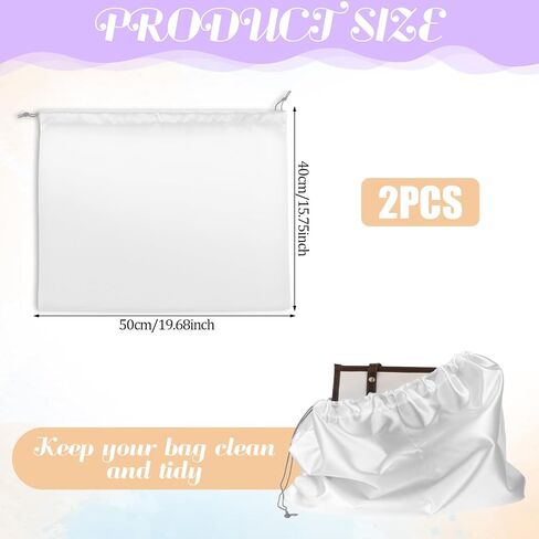 Molain Satin Dust Bags for Handbags, 2 Pcs Silk Cloth Bag With Drawstring Travel Storage Pouch for Handbag Purse Shoes Boots(White) in Saudi Arabia