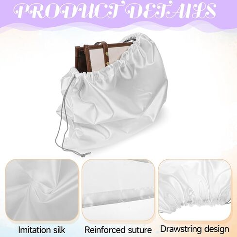 Molain Satin Dust Bags for Handbags, 2 Pcs Silk Cloth Bag With Drawstring Travel Storage Pouch for Handbag Purse Shoes Boots(White) in Saudi Arabia