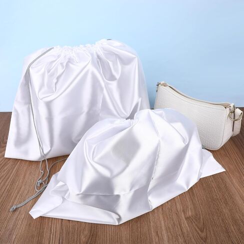 Molain Satin Dust Bags for Handbags, 2 Pcs Silk Cloth Bag With Drawstring Travel Storage Pouch for Handbag Purse Shoes Boots(White) in Saudi Arabia