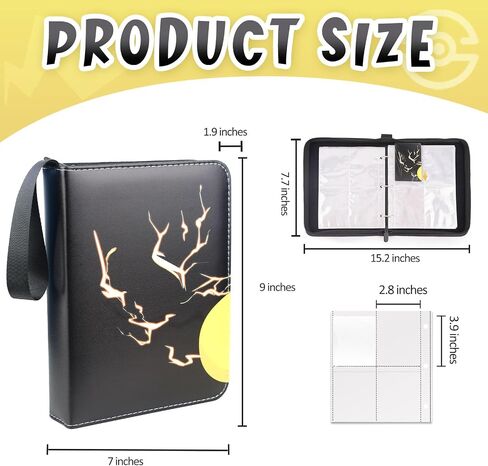 Card Binder 4-Pockets, 400 Pockets Card Holder with 50 Removable Sleeves, Trading Card Collector Zipper Album Holder, Pink… in Saudi Arabia