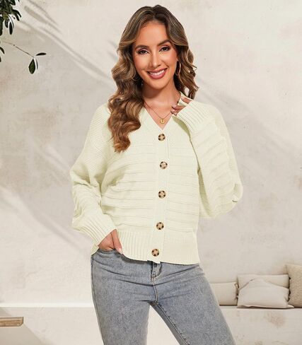Women Fall Long Sleeve V Neck Cardigan Button Down Lightweight Cropped Cardigan Sweater Jackets in Saudi Arabia
