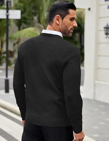 COOFANDY Men Dress Crewneck Sweater Pullover Knit Long Sleeve Casual Slim Fit Sweater in Kuwait