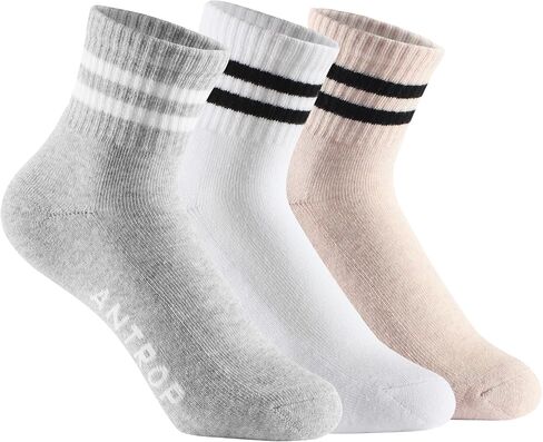 Antrop Women Men Quarter Crew قطن كعب جوارب رياضية للجري (3 أزواج) in Kuwait