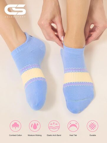 CS CELERSPORT 6 Pairs Ankle Athletic Running Socks Low Cut Sports Tab Socks for Men and Women in Kuwait