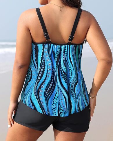 Daci Women Plus Size Tankini Swimsuit - 2 Piece Flowy Plus Size Bathing Suits and Shorts with Pockets 2025 in Kuwait