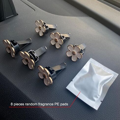 6 Pieces Daisy Air Vent Clips Flower Car Decoration Car Air Freshener Clips Air Conditioning Outlet Clip Car Interior Decor Charm Colorful Car Interior Accessories for Girls Women (White) in Saudi Arabia