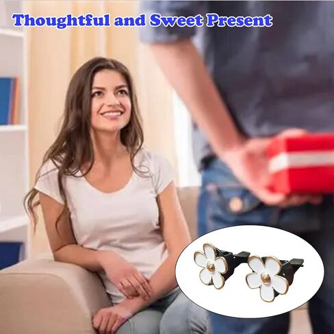 6 Pieces Daisy Air Vent Clips Flower Car Decoration Car Air Freshener Clips Air Conditioning Outlet Clip Car Interior Decor Charm Colorful Car Interior Accessories for Girls Women (White) in Saudi Arabia