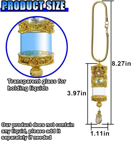Hanging Car Air Freshener Diffuser, Refillable Essential Oils Empty Perfume Bottle, Alloy Car Aromatherapy Fragrance Perfume Pendant Bottle, Universal Car Interior Ornaments Decor (Gold) in Kuwait