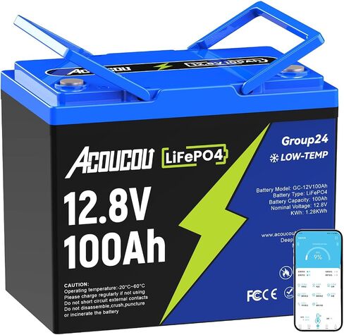 Acoucou 12V 6Ah LiFePO4 Battery, small 12 Volt Rechargeable Lithium Battery with 3000+ Times Deep Cycles&Built-in BMS, Lithium Iron Phosphate Battery for Fish Finder,Power wheels,Lighting,Ride on Toys in Saudi Arabia