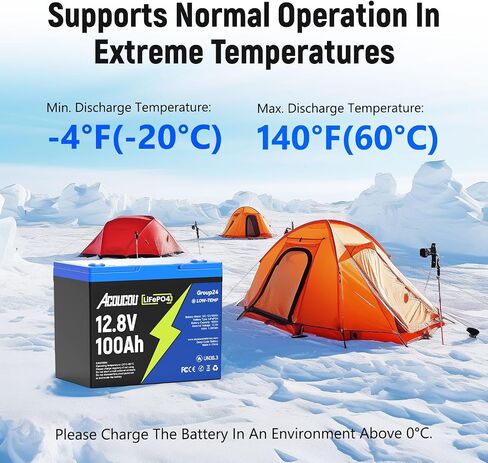 Acoucou 12V 6Ah LiFePO4 Battery, small 12 Volt Rechargeable Lithium Battery with 3000+ Times Deep Cycles&Built-in BMS, Lithium Iron Phosphate Battery for Fish Finder,Power wheels,Lighting,Ride on Toys in Saudi Arabia