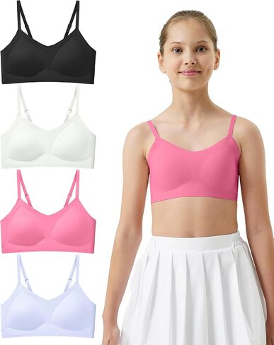Girls Training Bras Seamless Teen Girls Sports Bras Adjustable Straps Tween Bras for Girls 10-16 Removeable Padding in Saudi Arabia