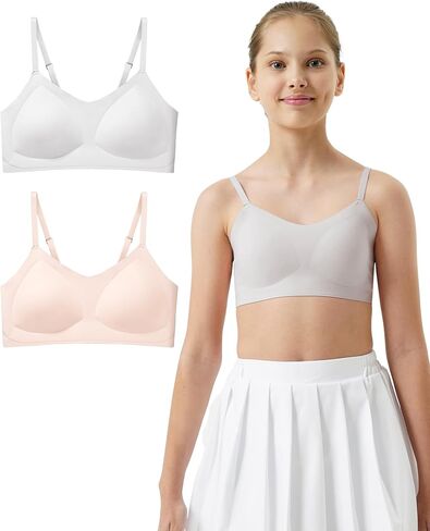 Girls Training Bras Seamless Teen Girls Sports Bras Adjustable Straps Tween Bras for Girls 10-16 Removeable Padding in Saudi Arabia