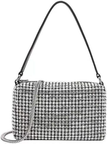 Silver Clutch Sparkly Purse Silver Crossbody Bags Rhinestone Purse for Women in Saudi Arabia