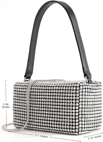 Silver Clutch Sparkly Purse Silver Crossbody Bags Rhinestone Purse for Women in Saudi Arabia