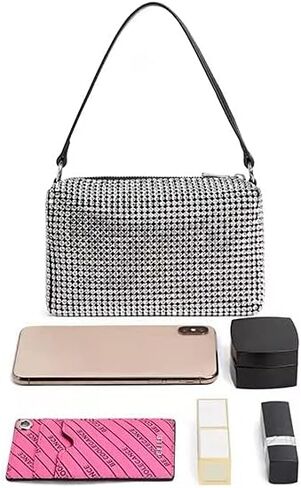 Silver Clutch Sparkly Purse Silver Crossbody Bags Rhinestone Purse for Women in Saudi Arabia