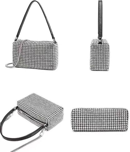 Silver Clutch Sparkly Purse Silver Crossbody Bags Rhinestone Purse for Women in Saudi Arabia