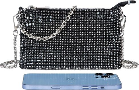 Silver Clutch Sparkly Purse Silver Crossbody Bags Rhinestone Purse for Women in Saudi Arabia