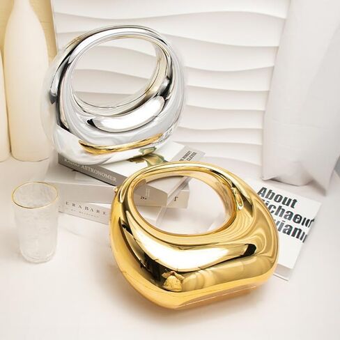 Women Acrylic Clutch Purses,Evening Handbag Metallic Moon Shape Bag for Wedding Cocktail Party in Saudi Arabia