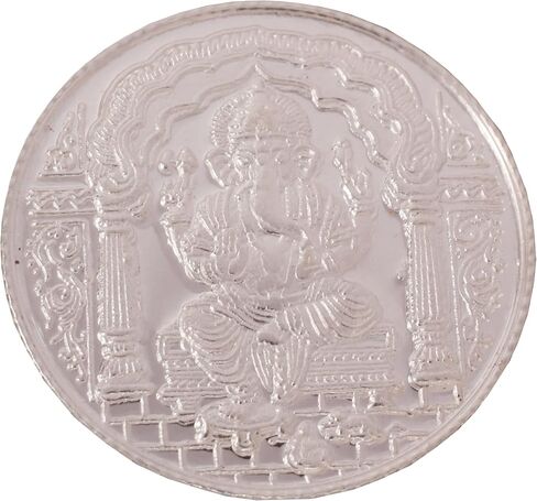 Touchstone Hindu God Lakshmi Ganesha 5 GMS 10 GMS 20 GMS Round Shape 999 Purity Silver Coin. in Saudi Arabia