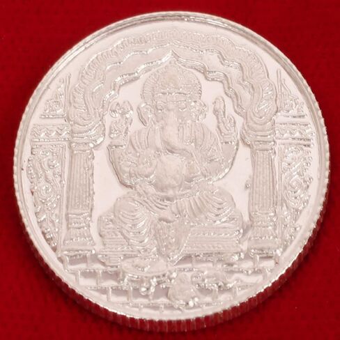 Touchstone Hindu God Lakshmi Ganesha 5 GMS 10 GMS 20 GMS Round Shape 999 Purity Silver Coin. in Saudi Arabia