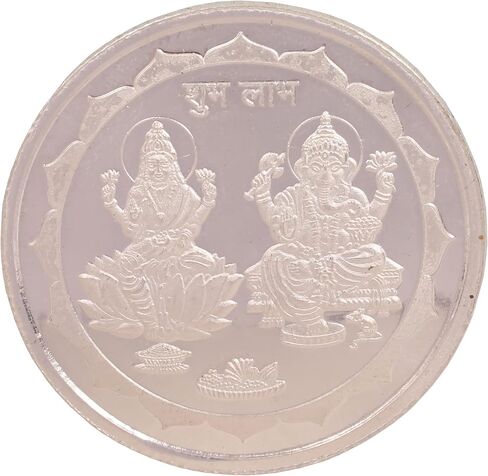 Touchstone Hindu God Lakshmi Ganesha 5 GMS 10 GMS 20 GMS Round Shape 999 Purity Silver Coin. in Saudi Arabia