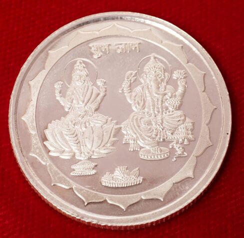 Touchstone Hindu God Lakshmi Ganesha 5 GMS 10 GMS 20 GMS Round Shape 999 Purity Silver Coin. in Saudi Arabia