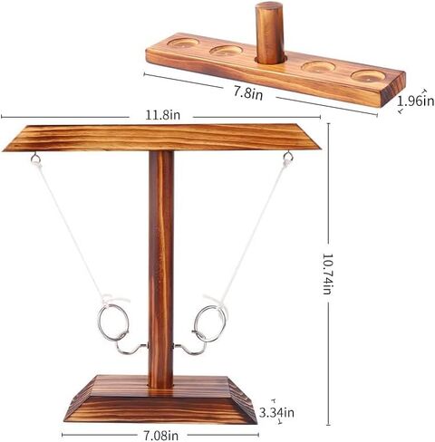 Ring Toss Game for Adults - Wooden Ring Hook Tossing Game, Hook and Ring Game On a String, 2 Player Battle Ring Hook Game, Table Top Ring Swing Game for Outdoor, Party in Saudi Arabia