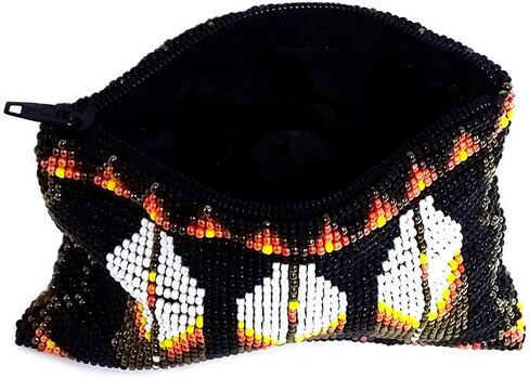Native American Inspired Feather Czech Glass Seed Bead Coin Purse Pouch - Handmade Tribal Bags (Lavender) in Saudi Arabia