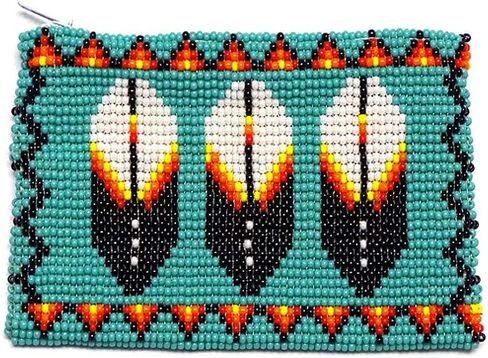 Native American Inspired Feather Czech Glass Seed Bead Coin Purse Pouch - Handmade Tribal Bags (Lavender) in Saudi Arabia