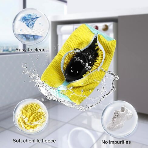 Shoe Washing Machine Bag,Laundry Shoe Bag for Washing and Dehydration,with 2 Pairs Adjustable Shoe Trees,Shoe Cleaning Bag for Most Types and Sizes（2PCS） (Yellow) in Saudi Arabia