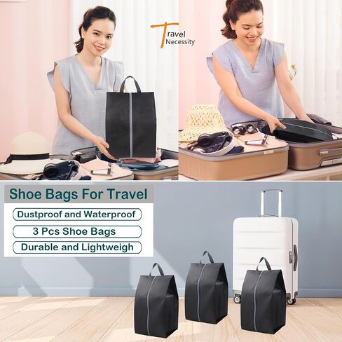 6 Pack Luggage Black Shoe Bags for Travel, Shoe Organizer Men & Women Travel Shoe Bag Waterproof in Saudi Arabia