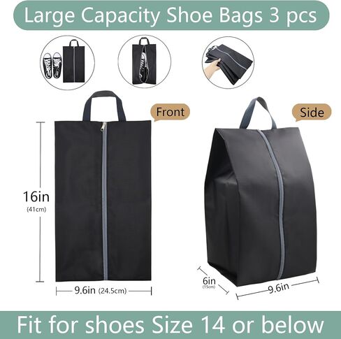 6 Pack Luggage Black Shoe Bags for Travel, Shoe Organizer Men & Women Travel Shoe Bag Waterproof in Saudi Arabia