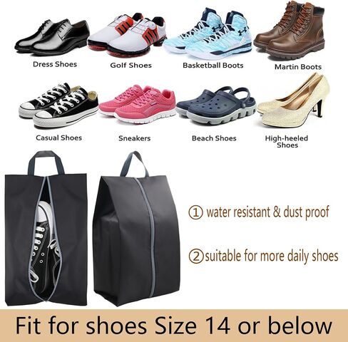 6 Pack Luggage Black Shoe Bags for Travel, Shoe Organizer Men & Women Travel Shoe Bag Waterproof in Saudi Arabia