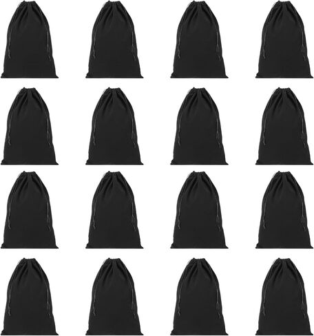 PATIKIL Shoe Dust Bag, 16 Pack Duster Flannel Shoes Pouch with Drawstring Washable Breathable Travel Shoe Bags for Home Luggage Storage, 12x17" Black in Kuwait