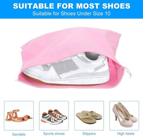 PATIKIL Shoe Dust Bag, 16 Pack Duster Flannel Shoes Pouch with Drawstring Washable Breathable Travel Shoe Bags for Home Luggage Storage, 12x17" Black in Kuwait