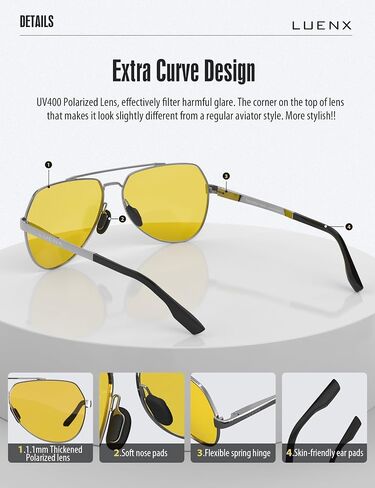LUENX Aviator Sunglasses for Men Women Polarized New Shades Large Metal Frame - UV 400 Protection in Saudi Arabia