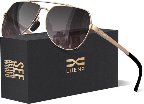 LUENX Aviator Sunglasses for Men Women Polarized New Shades Large Metal Frame - UV 400 Protection in Saudi Arabia