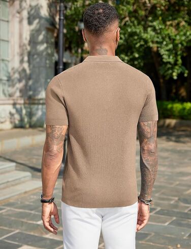 COOFANDY رجل متماسكة Polos سليم صالح الأعمال كم قصير بولو البلوزات الصيف عادية مضلع الياقة بولو البلوز in Saudi Arabia
