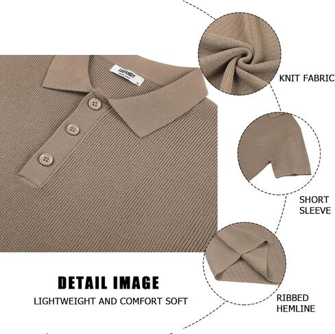 COOFANDY رجل متماسكة Polos سليم صالح الأعمال كم قصير بولو البلوزات الصيف عادية مضلع الياقة بولو البلوز in Saudi Arabia