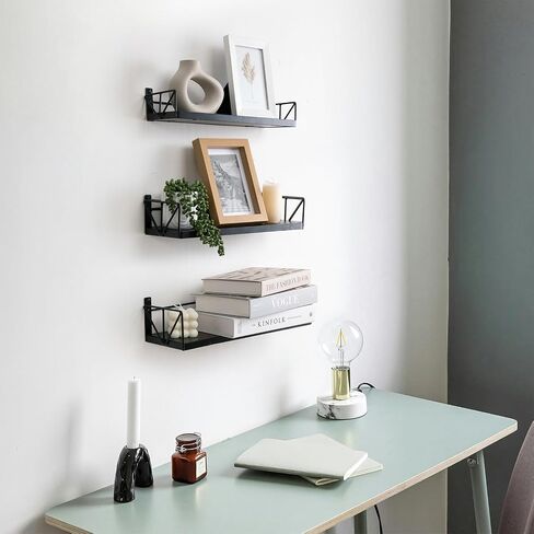 Qidordour Floating Shelves for Wall Set of 3, Rustic Wood Wall Shelves for Home Decor, Wall Mounted Farmhouse Floating Shelf for Living Room, Bathroom, Bedroom and Kitchen (Brown) in Saudi Arabia