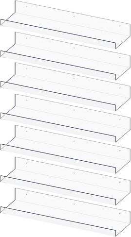 RLAVBL 5 Pack Acrylic Shelves, 15" Floating Wall Shelves for Bedroom, Living Room, Bathroom, Kitchen Storage in Saudi Arabia