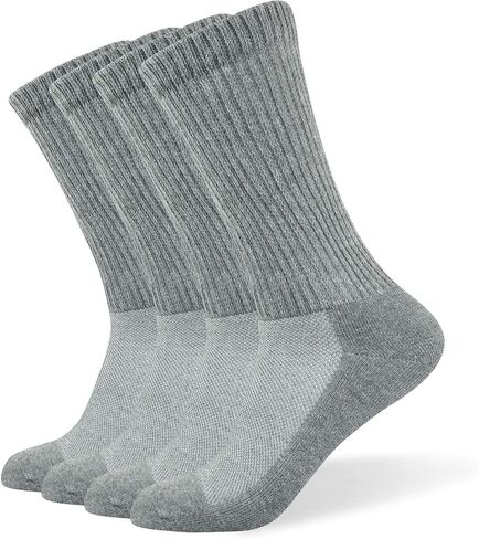 Well Knitting Loose Men's Diabetic Crew Socks,Non-Binding Top,Seamless Toe,Semi Cushion,Breathable Soft Coolmax Socks 4 Pairs in Saudi Arabia